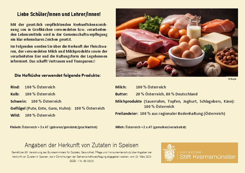 Stift Kremsmünster Speiseplan