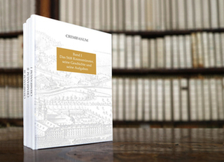 Ein dreibändiges Buch in weiß mit einer Grafik des Stiftes als Hintergrund