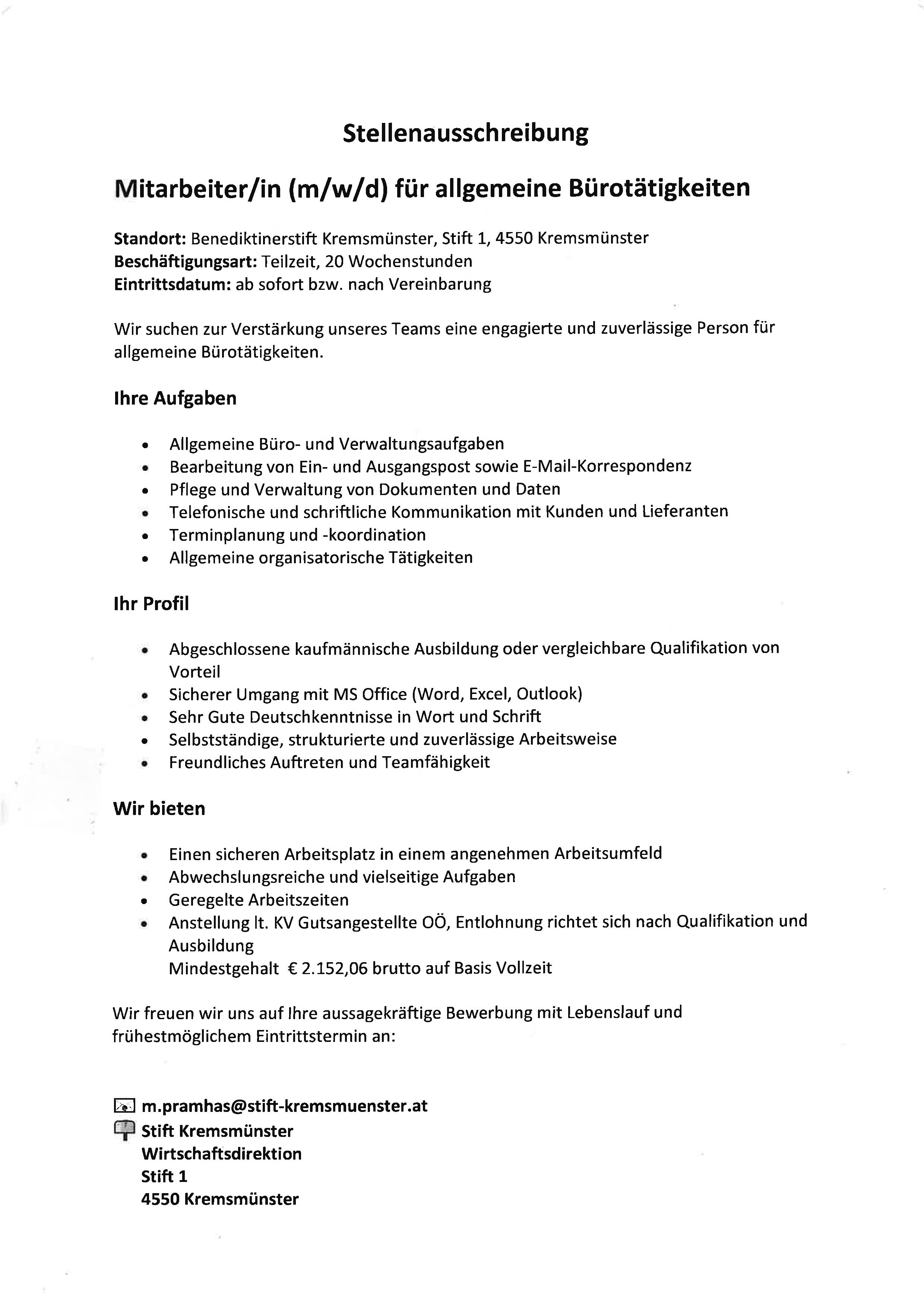 Stellenausschreibung Rentamt