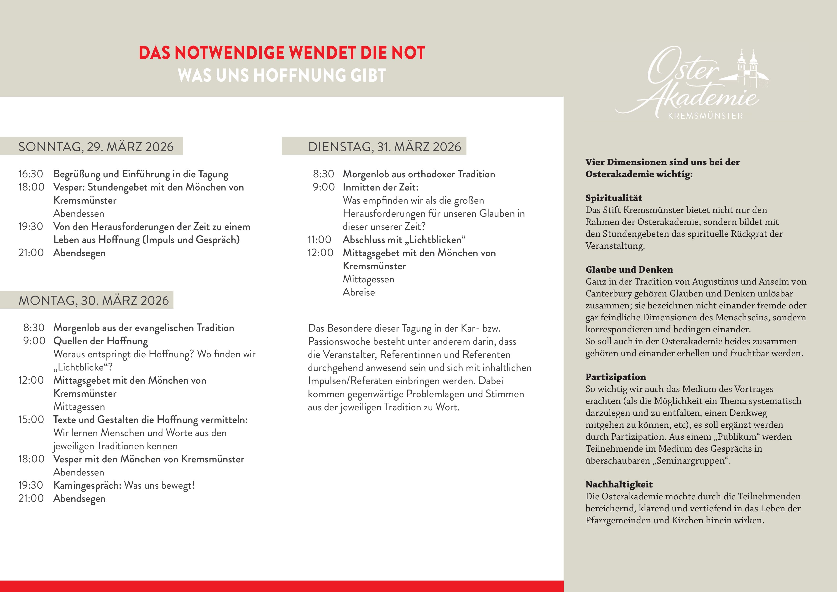 Osterakademie 2026 Flyer Programmpunkte