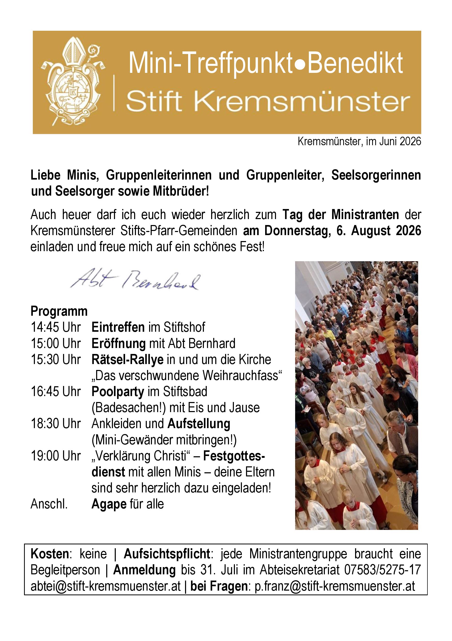 Patrozinium Mini Tag 2026 Einladung