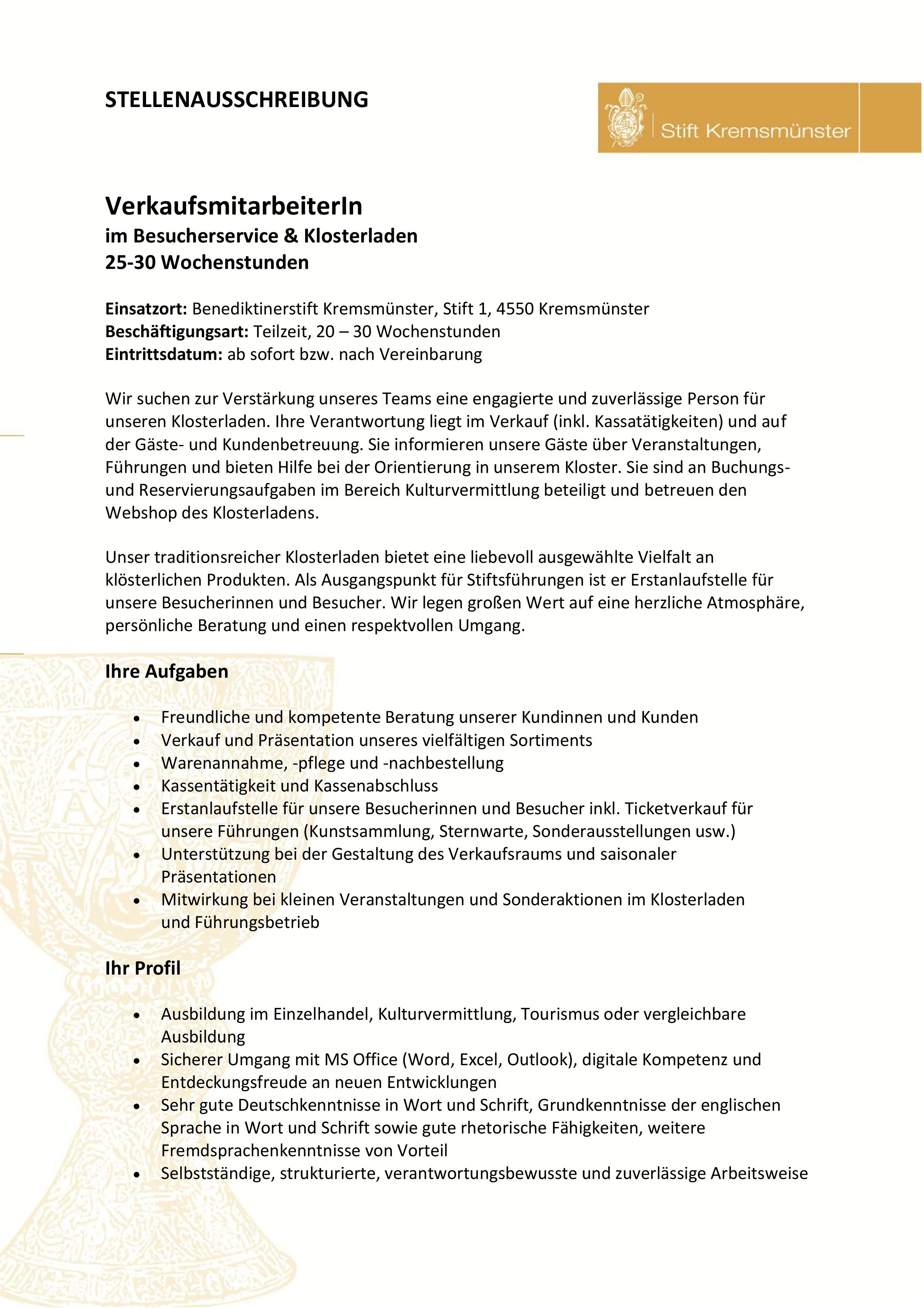 Stellenausschreibung AL Verkaufsmitarbeiterin 03 2026 Endfassung 1