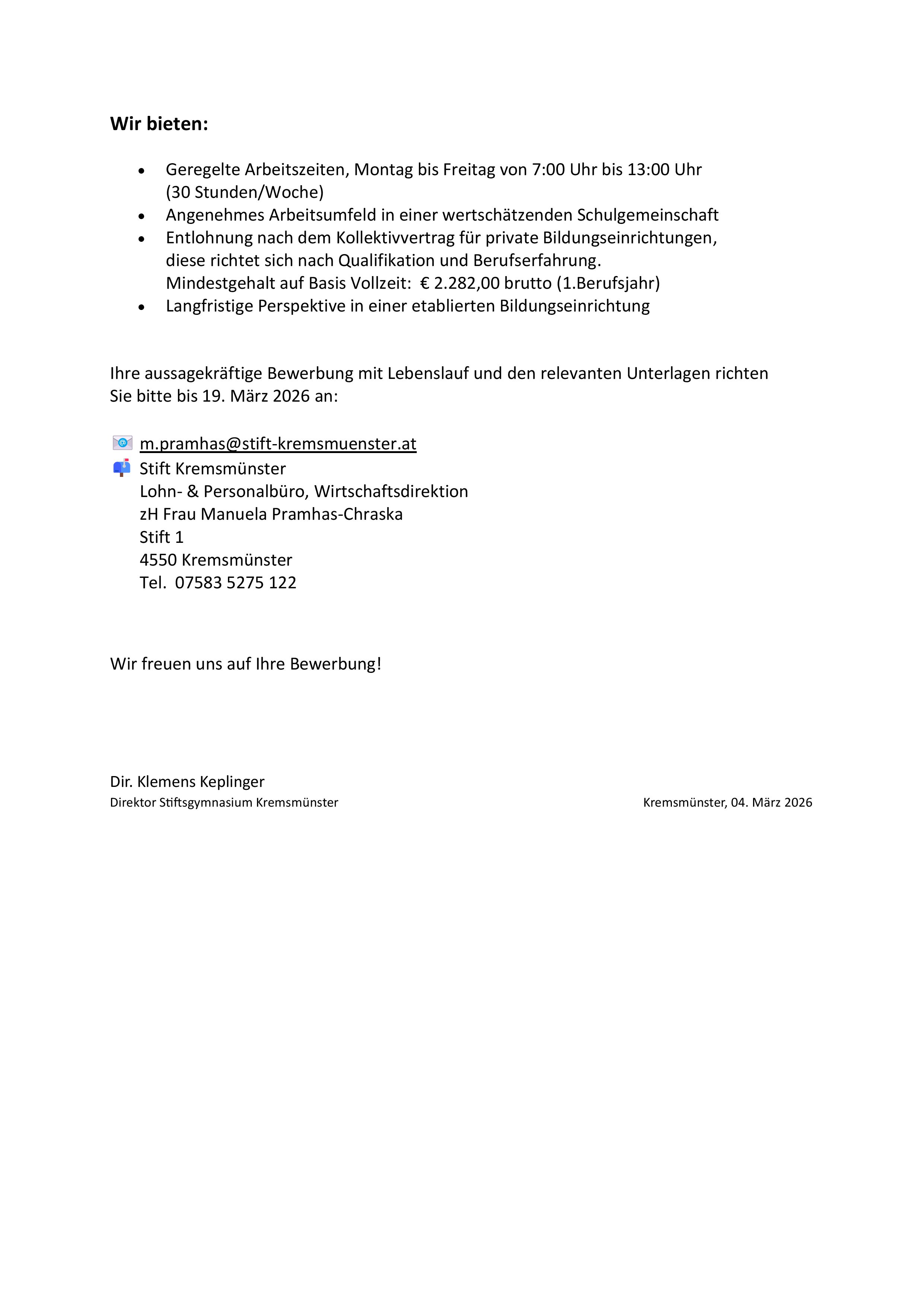 Stellenausschreibung Sekretariat 03 2026 Endfassung 2