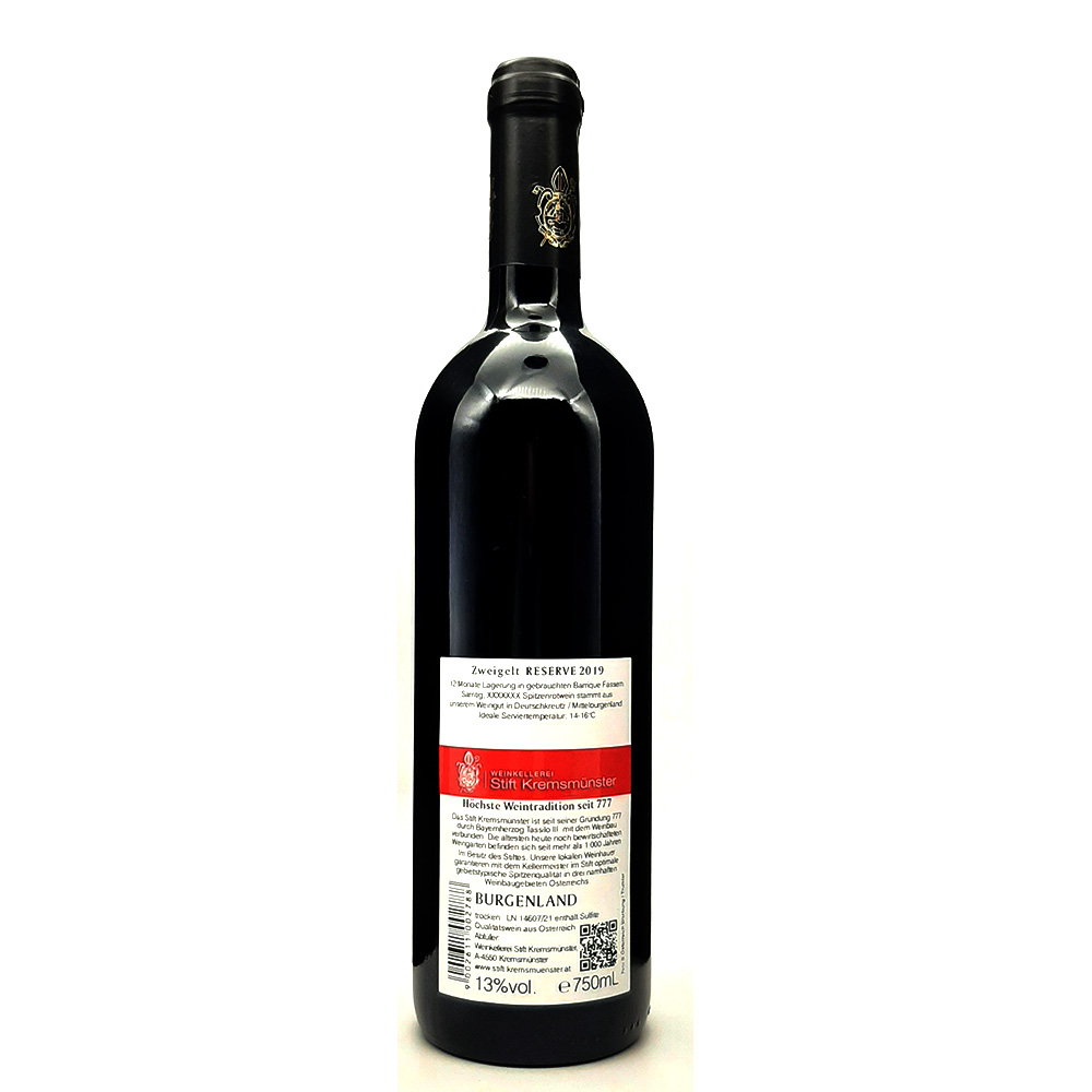Zweigelt RESERVE 2019 - 0,75L 