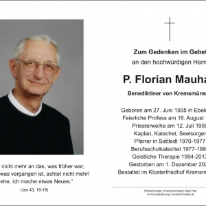 P. Florian Mauhart Andenken innen