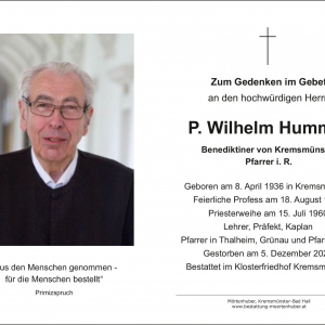 P. Wilhelm Hummer Andenken innen