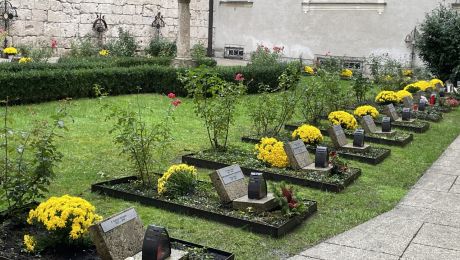 Gräber mit gelben Crysanthemen