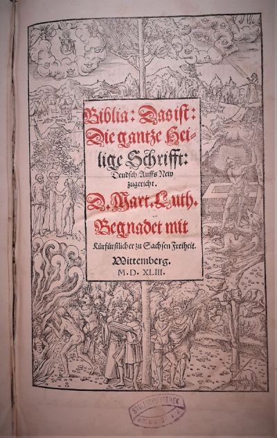 Titelbild einer mittelalterlichen Luther-Bibel.