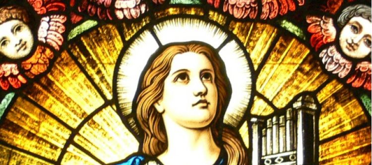 Darstellung der heiligen Cäcilia mit dem Attribut der Orgel