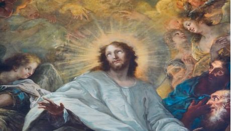 Erleuchteter Christus, Ausschnitt des Hochaltarbildes der Stiftskirche Kremsmünster